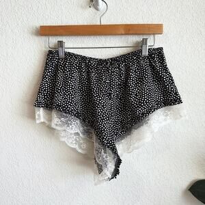 For Love & Lemons Evangeline Sleep Shorts Medium Satin/Lace Bloomers Polka Dot